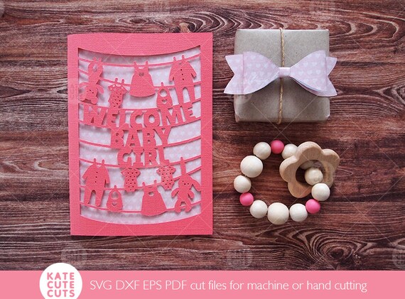 Download Welcome Newborn Baby Girl Congratulations Card Cut Files Dxf Etsy
