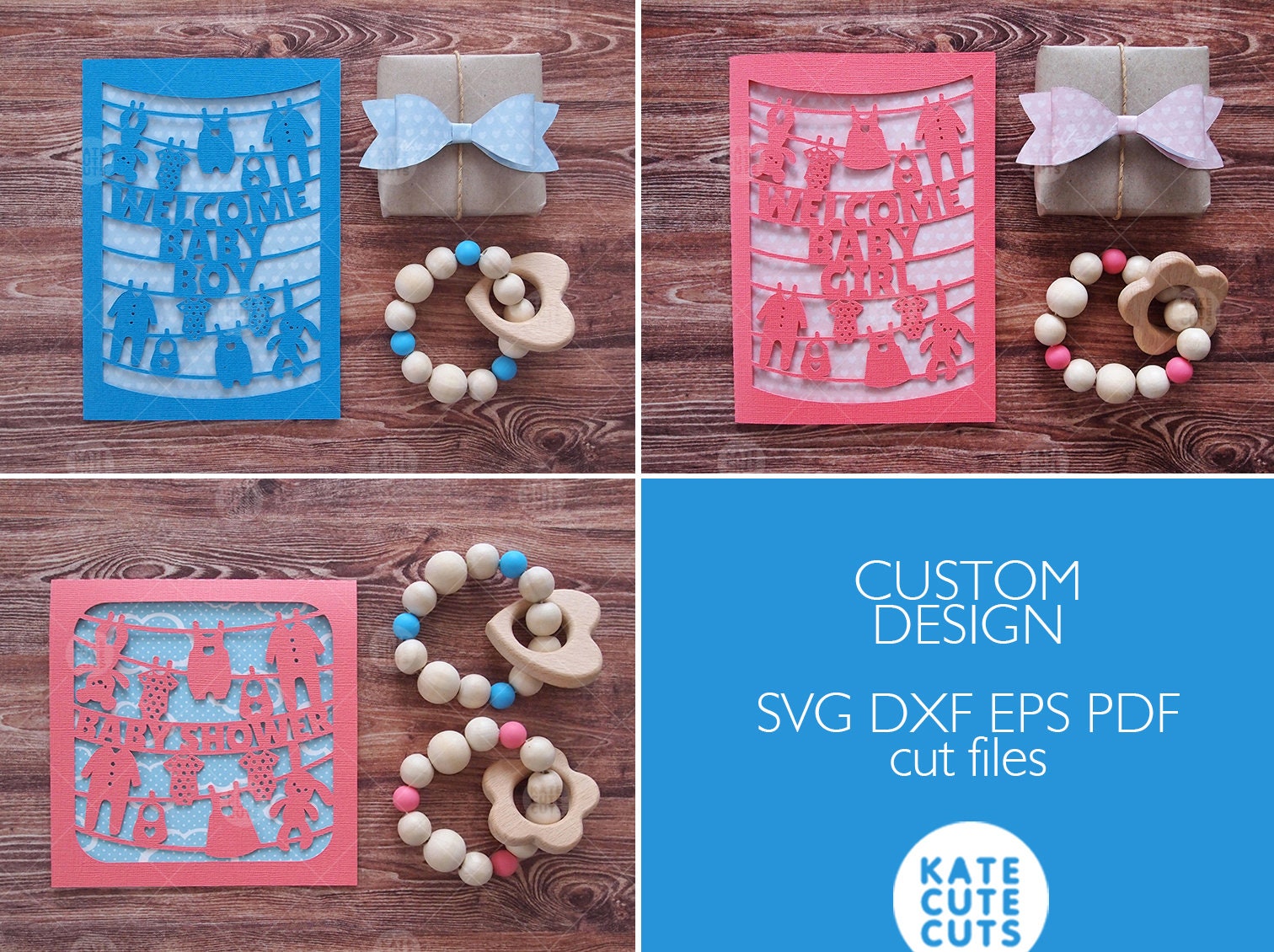 Download CUSTOM DESIGN Baby Shower Invitation Card Cut Files Dxf ...