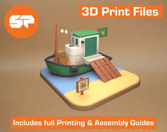 Animal Crossing Redd Treasure Trawler 3D Model - STL file for 3d Printing  - 3d Printable Animal Crossing New Horizons Redd Boat