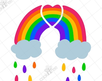 Plotter file Plot dxf svg png rainbow with heart cloud rain colorful rainbow colored plotter template