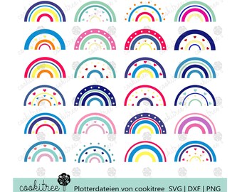 Plotter file rainbow plot dxf svg png with heart colorful rainbow colored plotter template children