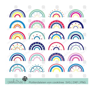 Plotterdatei Regenbogen Plot dxf svg png mit Herz Bunt regenbogenfarben Plottervorlage Kinder