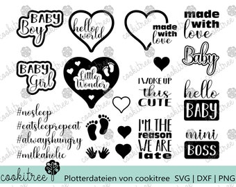 Plotterdatei Plottervorlage Plot dxf svg png Baby Sammlung Liebe kleines Wunder Junge Mädchen sleep hello cute boss Statement Schriftzug