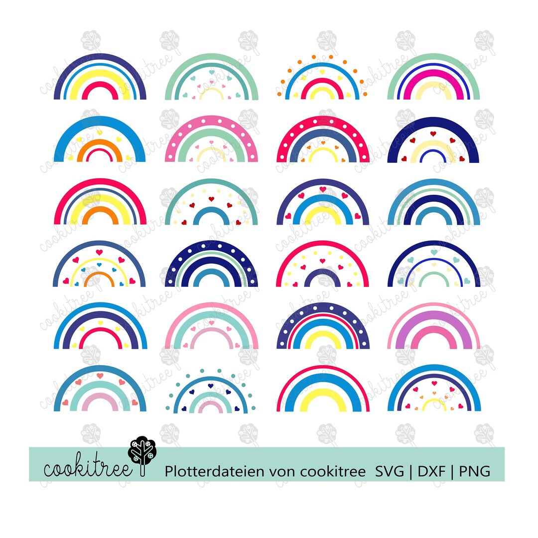 Plotter File Rainbow Plot Dxf Svg Png With Heart Colorful Rainbow ...