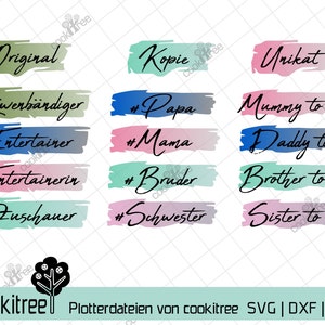 Plotterdatei Plottervorlage Plot dxf svg png Familie Banner Statement Mama Papa Bruder Schwester Original Kopie Enterainer Mommy to be Daddy