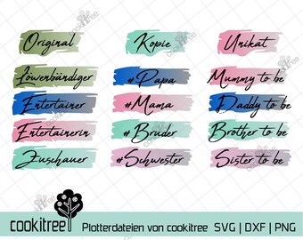 Plotter file plotter template plot dxf svg png family banner statement mom dad brother sister original copy enterainer Mommy to be Daddy