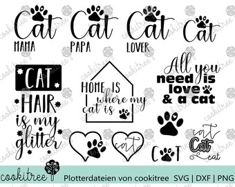 Plotter file cat statement cat lover love paw paws cats animal animal love animal lover cat love plotter template plot dxf svg png