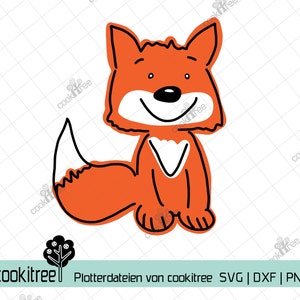 Puede incluir: Una ilustración de dibujos animados de un zorro naranja sonriente con un pecho blanco y una cola tupida. El zorro está delineado en negro.