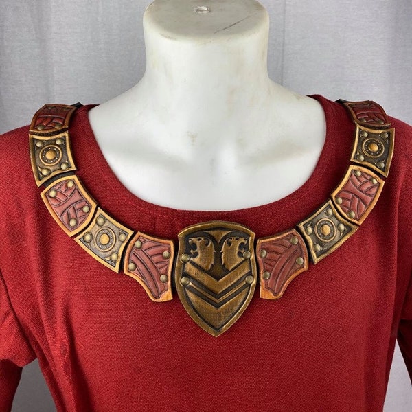 Collier noble en cuir - Fabriqué à la main - Parfait pour les GN, le cosplay, le théâtre et la reconstitution