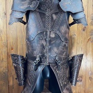 Leather detailed Viking armor weathered effect, handcrafted and perfect for LARP, cosplay and theatre shows or cinema