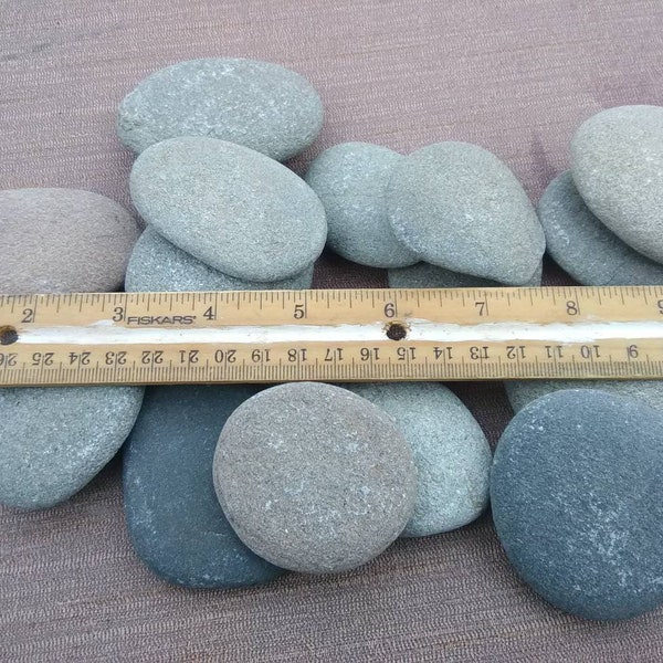 Free shipping 15 grey/brown flat rocks, 2 inchs to 3 inches flat medium rocks, cairn stones, PNW, wedding stone, beach rocks, beach stones