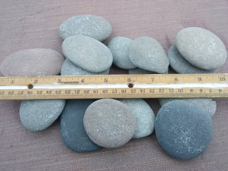 Free shipping 15 grey/brown flat rocks, 2 inchs to 3 inches flat medium rocks, cairn stones, PNW, wedding stone, beach rocks, beach stones image 1