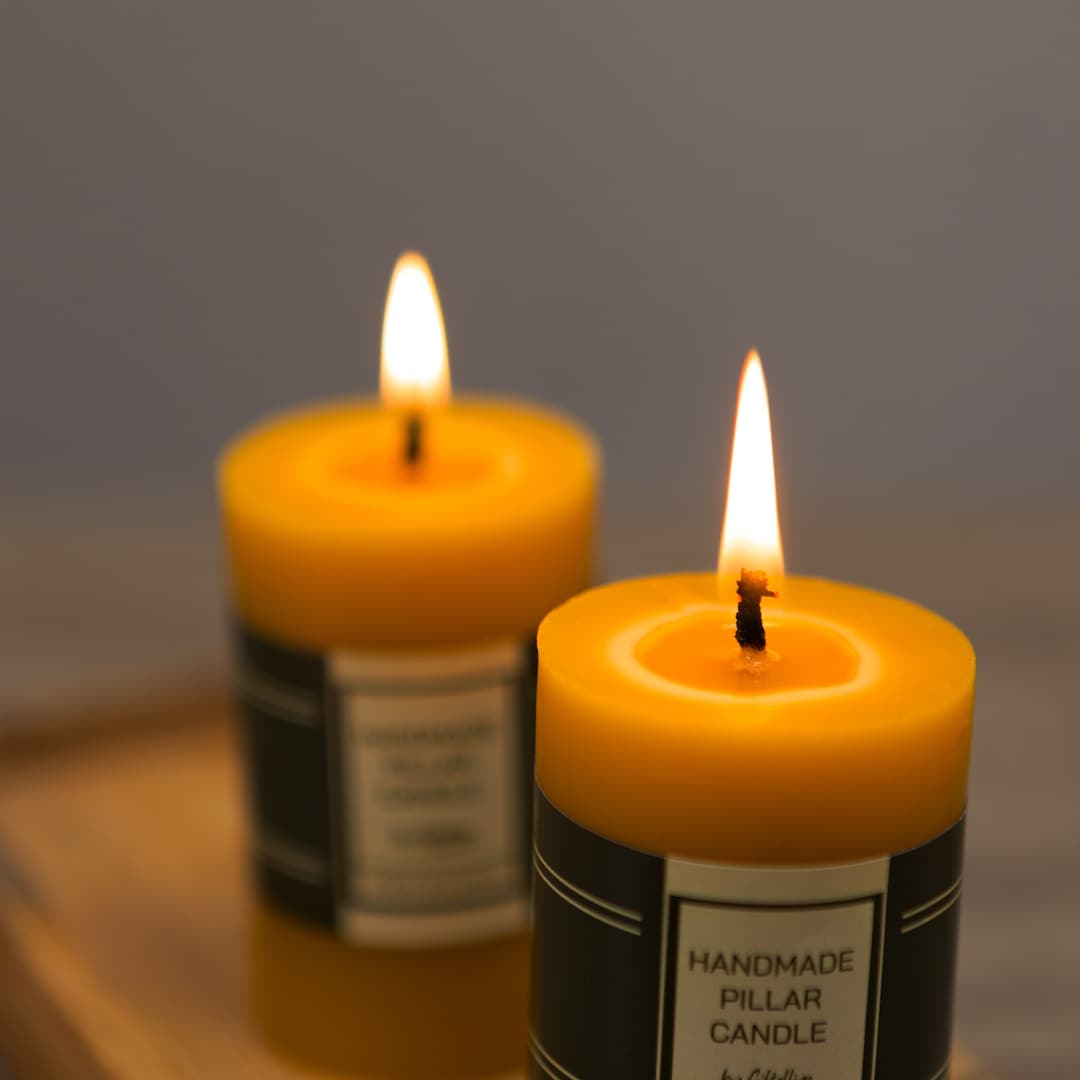 Pure Beeswax Pillar Candle Set of 321 Hours Lasting Smokeless Etsy