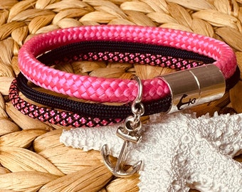 maritime sailing rope bracelet with anchor magnetic clasp