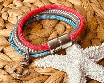 maritime sailing rope bracelet with anchor magnetic clasp