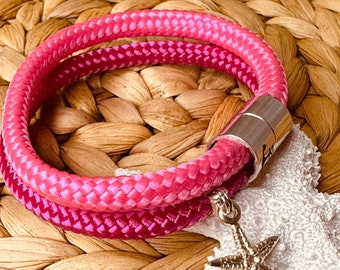 maritime sailing rope bracelet with starfish 20 cm magnetic clasp