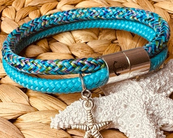 maritime sailing rope bracelet with starfish 20 cm magnetic clasp