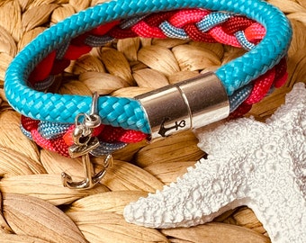 maritime sailing rope bracelet with anchor magnetic clasp