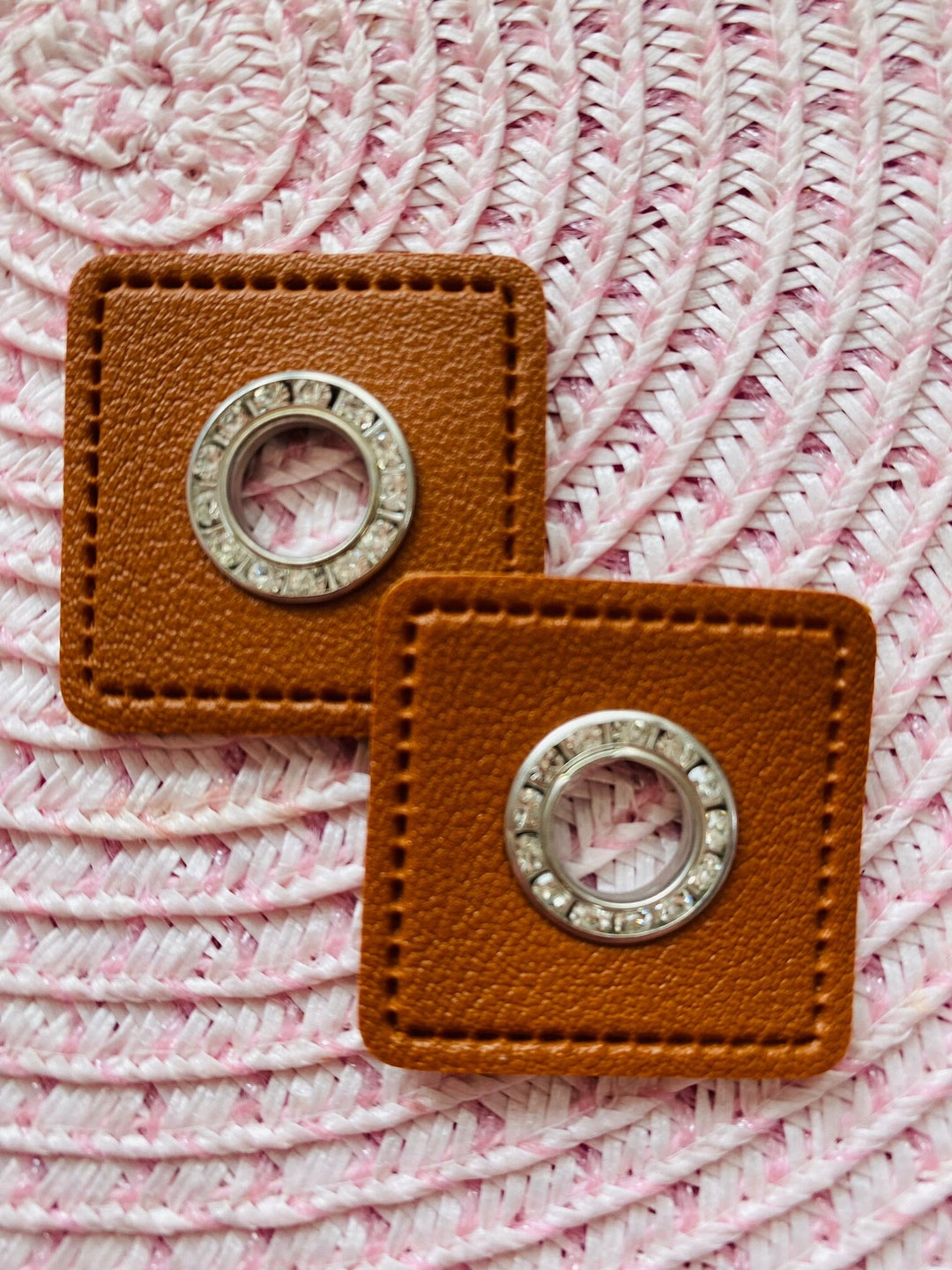 2 Eyelet Patches 8 Mm With Glittering Stones - Etsy
