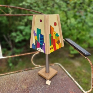 Lamp, handmade, with hand-painted lampshade