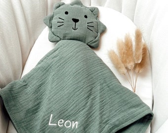 Renifler menthe lion, renifleur avec nom, couverture câline, cadeau de naissance, chiffon pour bébé, doudou, renifleur avec nom, personnalisé