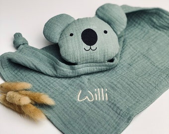 Snuffelkoala mint, knuffeldeken, koala, geboortecadeau, knuffeldeken met naam, gepersonaliseerd, babycadeau, snuffeldoekje, babycadeau