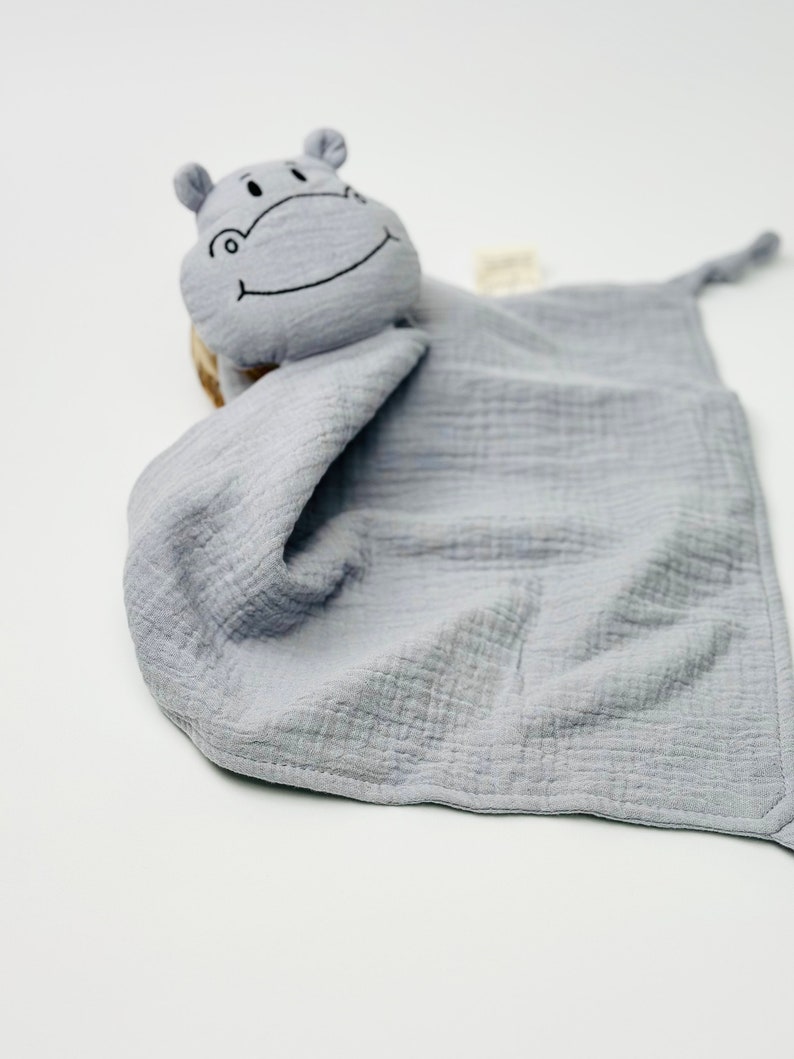 Schnuffel Hippo gris, couverture câline, couverture câline, couverture câline, cadeau de naissance, avec nom, personnalisé, cadeau de bébé, cadeau de naissance image 7