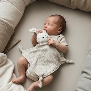 Schnuffelhase Baby personalisiert  - Schmusetuch - Geburtsgeschenk - Personalisiertes Schnuffeltuch mit Namen - Kuscheltuch Hase - Geschenk