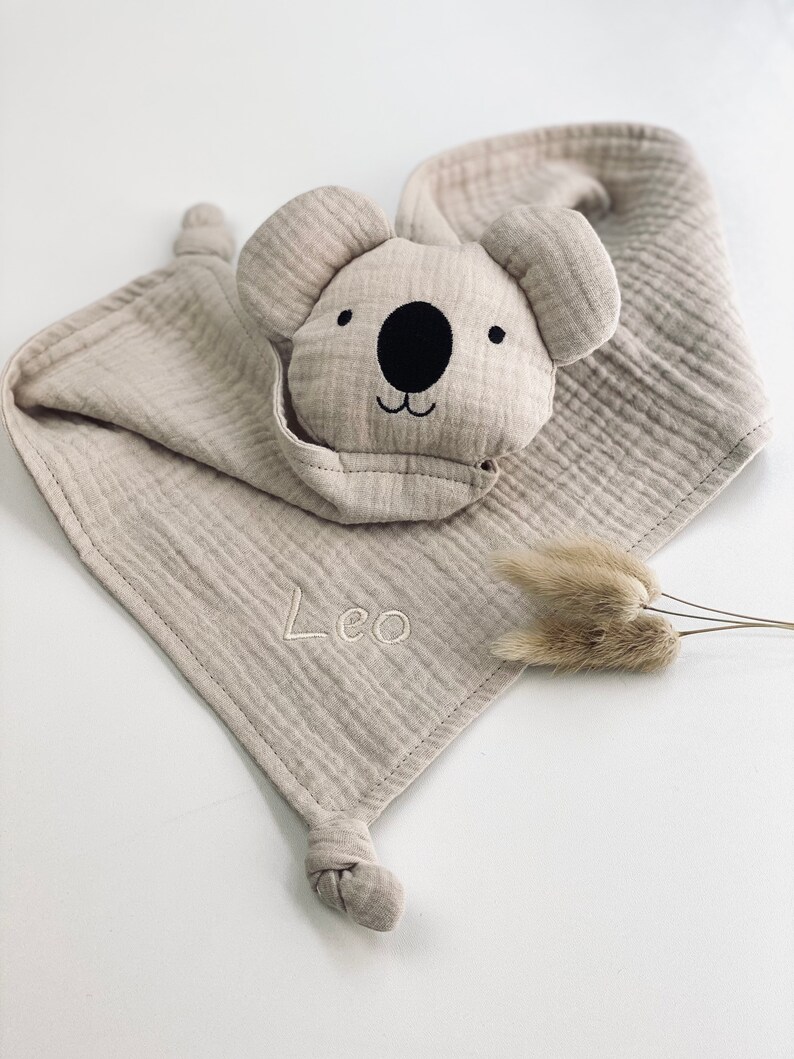 Schnuffelkoala creme, Koala in creme, Schnuffeltuch, Schmusetuch, Koala, Geburtsgeschenk, mit Namen, personalisiert, Babygeschenk Bild 2