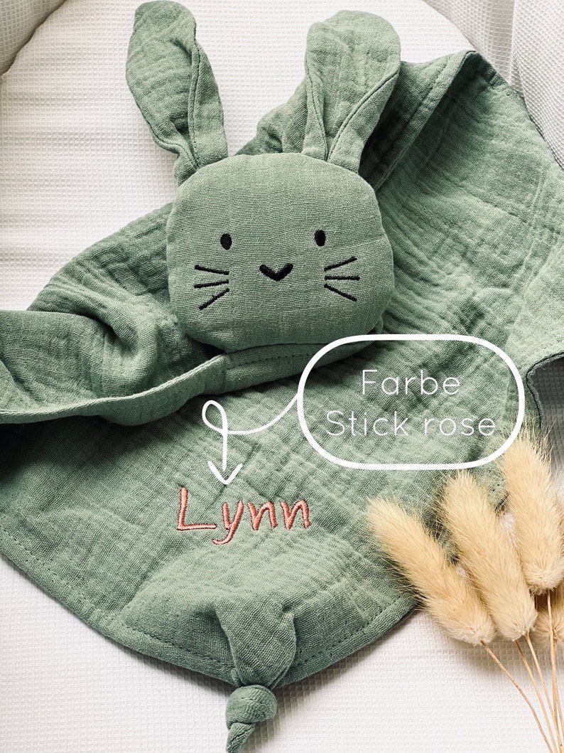 Schnuffelhase mint, Schnuffeltuch, Schmusetuch, Geburtsgeschenk, Kuschelhase, Kuscheltuch, Schnuffeltuch mit Namen, Personalisiert, Geschenk Bild 8