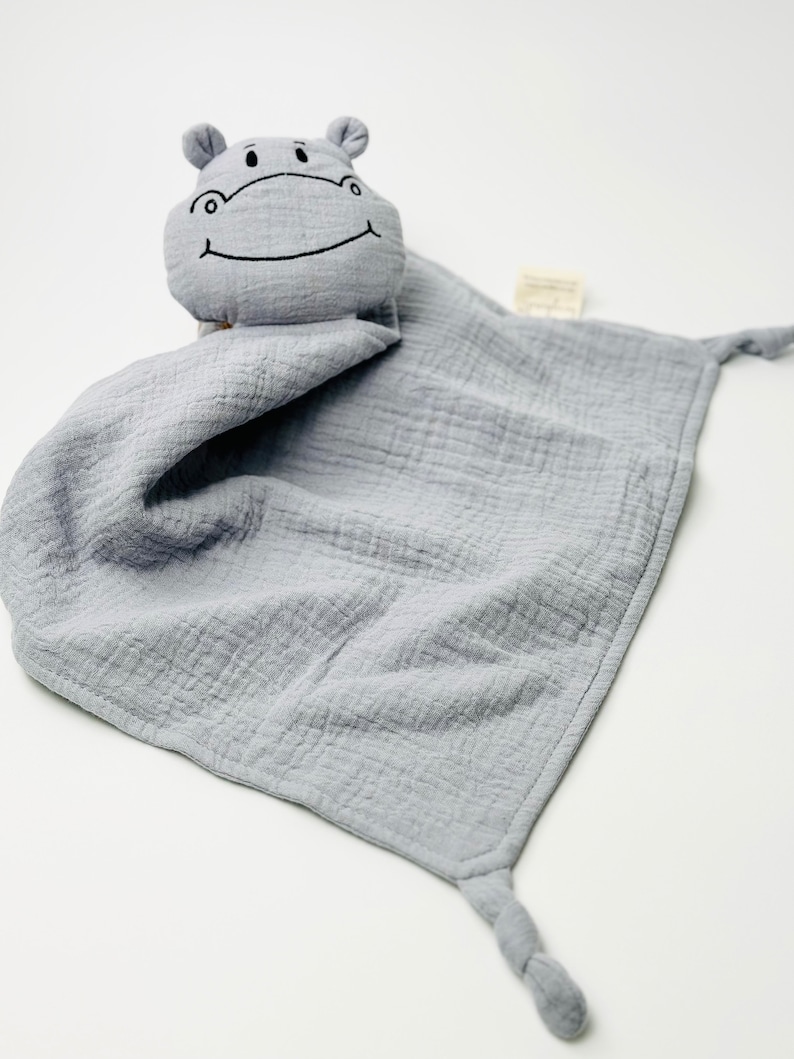 Schnuffel Hippo gris, couverture câline, couverture câline, couverture câline, cadeau de naissance, avec nom, personnalisé, cadeau de bébé, cadeau de naissance image 8