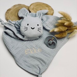 Schnuffelhase grau, Schnuffeltuch, Schmusetuch, Geburtsgeschenk, Kuscheltuch, Schnuffeltuch mit Namen, Personalisiert, Geschenk baby Bild 3