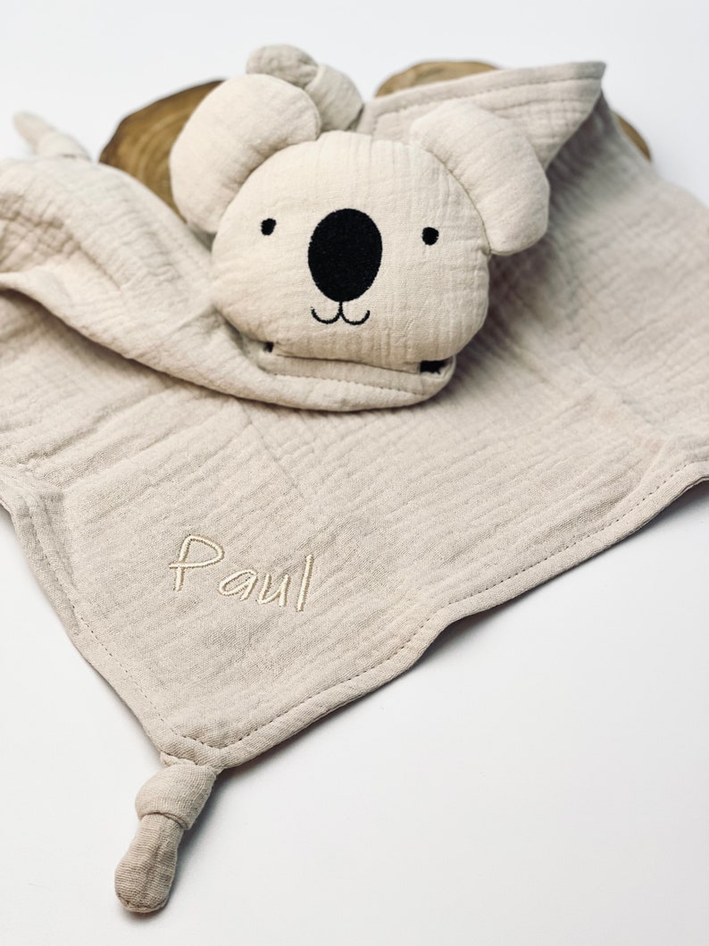 Schnuffelkoala creme, Koala in creme, Schnuffeltuch, Schmusetuch, Koala, Geburtsgeschenk, mit Namen, personalisiert, Babygeschenk Bild 10