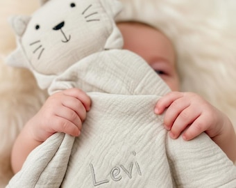 Peluche de león personalizado para bebé - Mantel con nombre - Manta de peluche de león para bebé - Regalo para bebé - Mantel