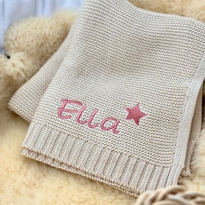 Babydecke beige, Decke, Baumwolldecke, personalisiert Decke, Babydecke mit Namen, Babydecke, Babygeschenk, Geschenk Geburt Bild 5