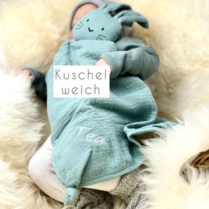 Schnuffelhase mint, Schnuffeltuch, Schmusetuch, Geburtsgeschenk, Kuschelhase, Kuscheltuch, Schnuffeltuch mit Namen, Personalisiert, Geschenk Bild 2