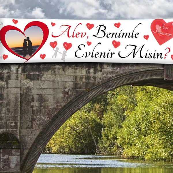 Türkischer HOCHZEITBANNER mit FOTO Banner HEIRATSANTRAG Plakat Benimle Evlenir Misin?