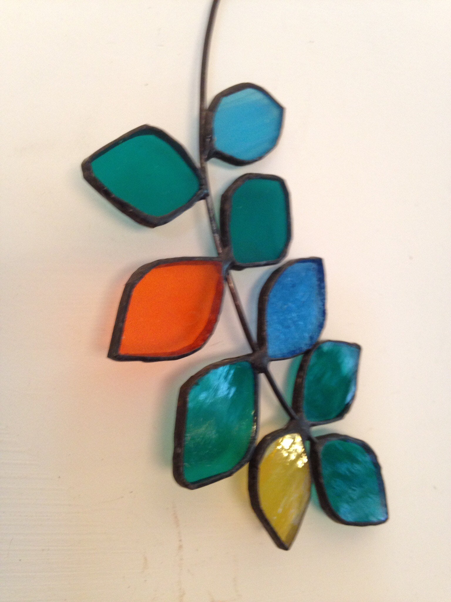 Leaf Stained Glass Suncatcher Etsy UK
