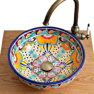 colorful mexican talavera sink FRIEDA handpainted washbasin for bathroom and guest bathroom