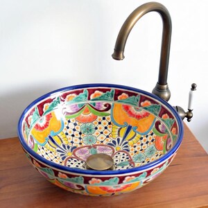 colorfu mexican talavera sink FRIEDA handpainted washbasin for bathroom and guest bathroom