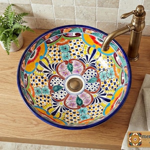 colorful mexican talavera sink FRIEDA handpainted washbasin for bathroom and guest bathroom