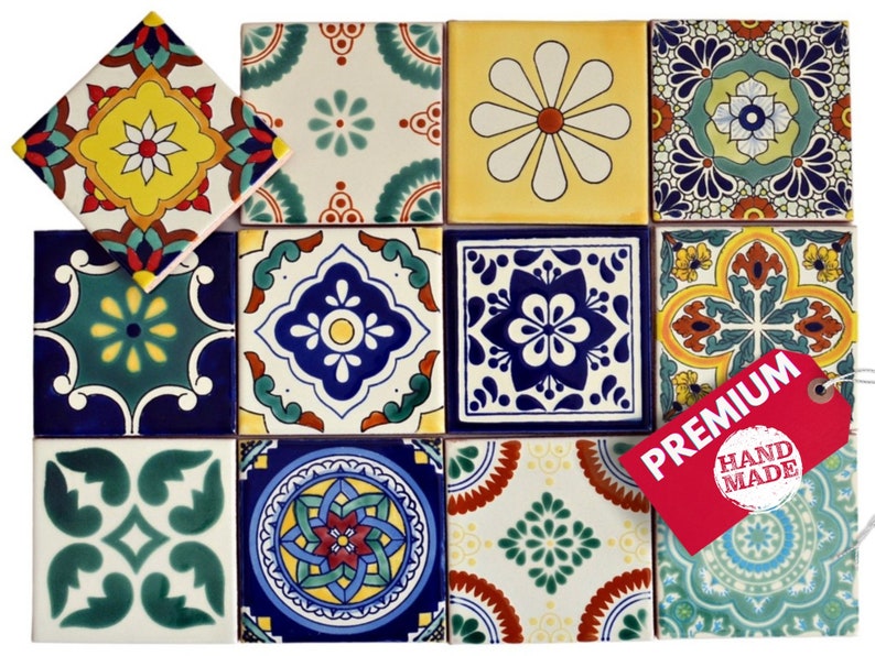 premium mexikanische fliesen 11x11 cm - patchwork, bunte keramik fliesen für küche und bad
