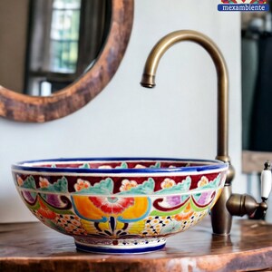 Buntes mexikanisches Waschbecken FRIDA Talavera washbasin mexico