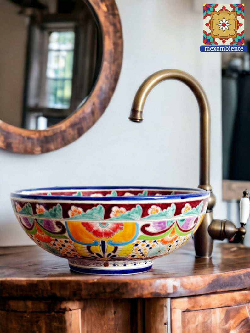 Buntes mexikanisches Waschbecken FRIDA Talavera washbasin mexico