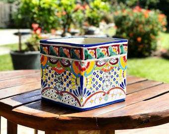 Colorful Mexico flowerpot / plant pot square FRIEDA - 20 cm