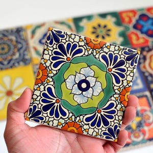 12 piastrelle messicane PREMIUM circa 11 x 11 cm - Set patchwork colorato, piastrelle in ceramica dipinte a mano in stile Talavera, per cucina, bagno e interni