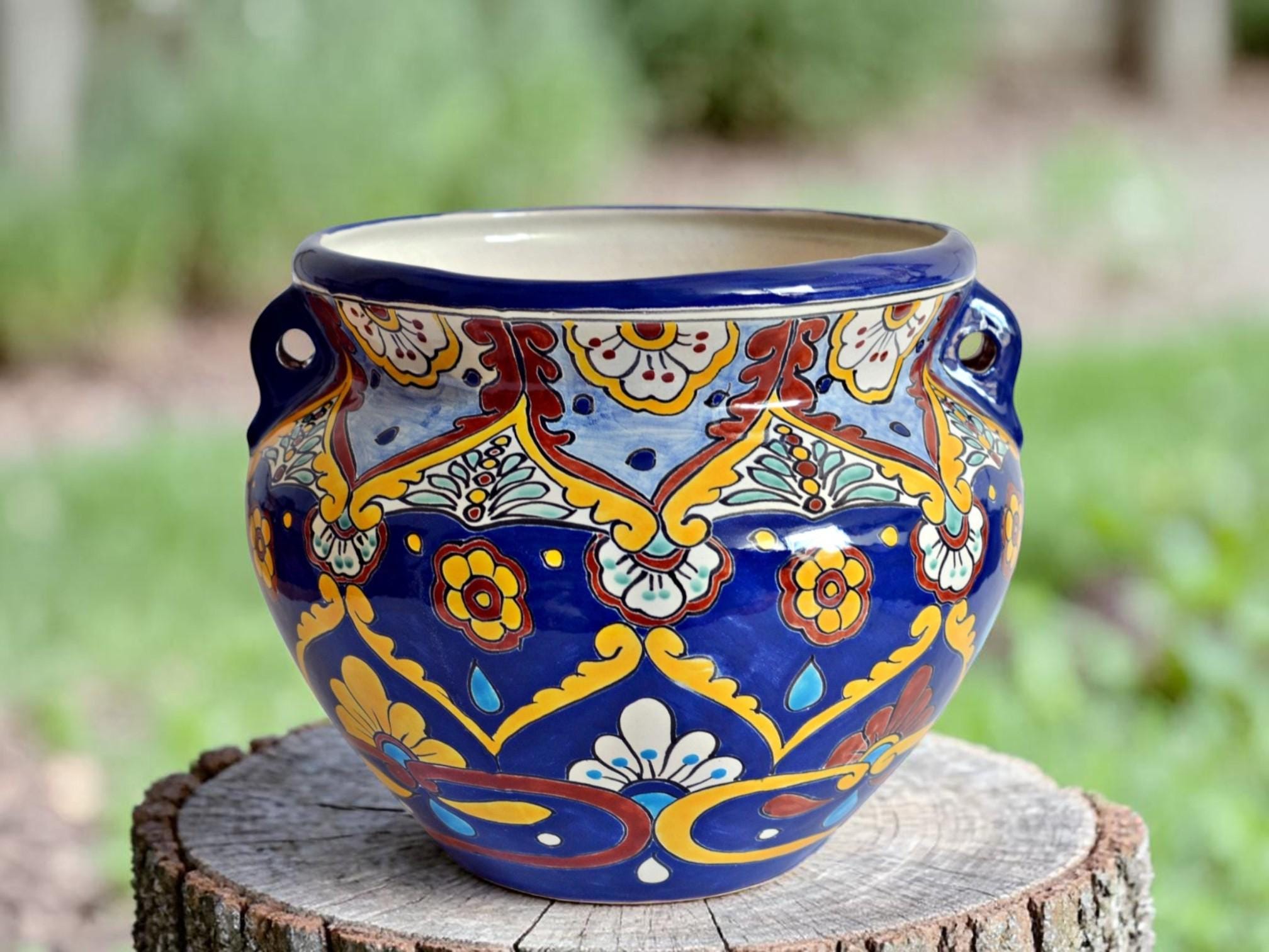 Mexican Colorful Flower Pot ACAPULCO With Handles Approx. 25 Cm - Talavera  Handicraft Planter, 100% Hand-painted and Beautifully Crafted! - Etsy