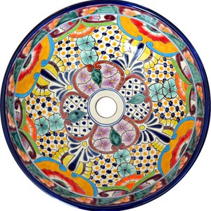 Farbiges mexikanisches Waschbecken FRIDA Talavera washbasin mexico