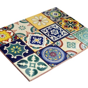 12 premium mexican tiles handpainted talavera pattern tiles premium quality 11x11 cm patchwork-set A image 7