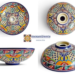 Buntes mexikanisches Waschbecken FRIDA Talavera washbasin mexico Foto collage